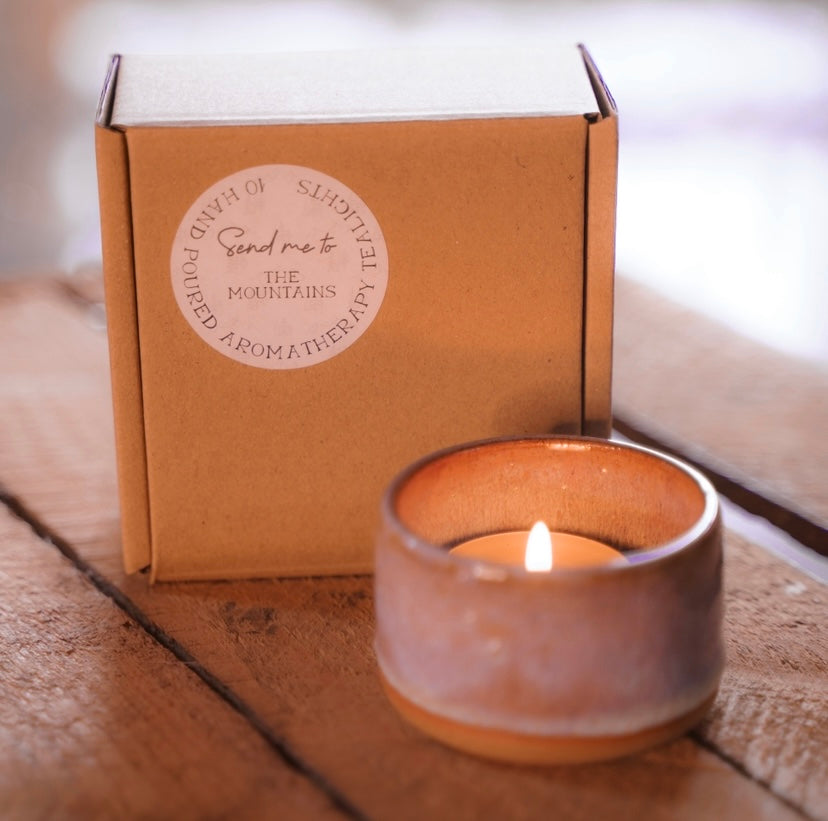 The Mountains - ceramic tealight holder + tealights set