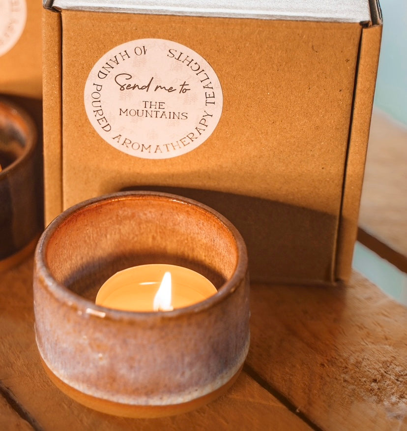 The Mountains - ceramic tealight holder + tealights set