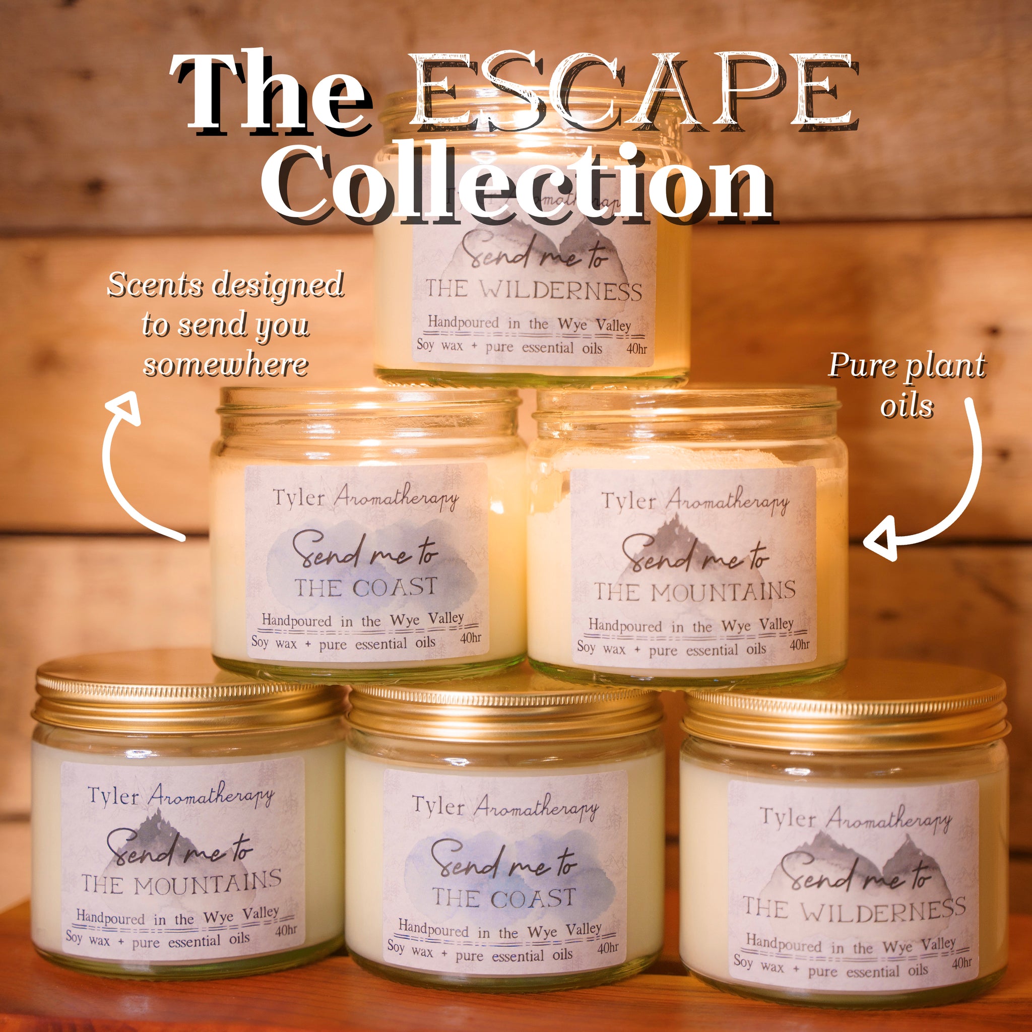 The Escape candle set soy essential oil candles