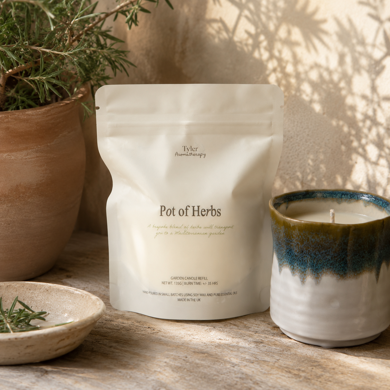 Pot of Herbs Garden Candle Refill