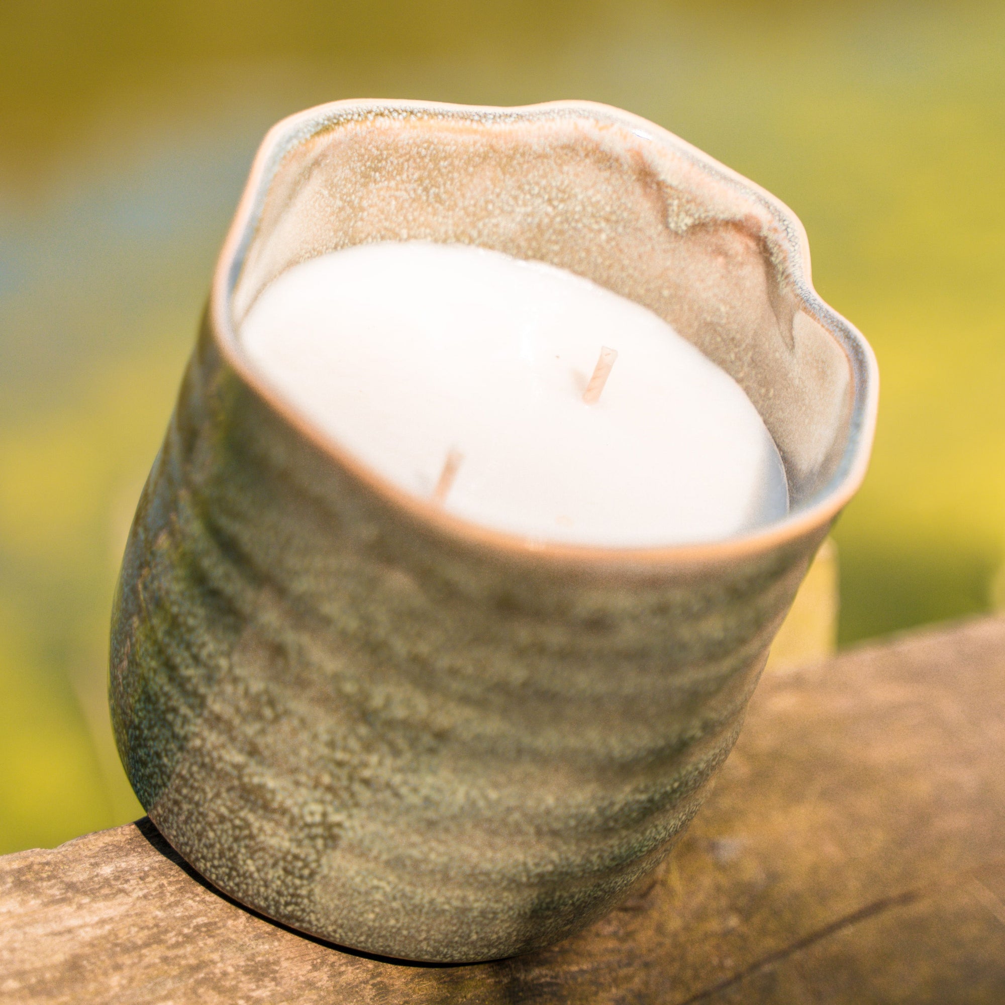 Large Green Speckle Garden Candle