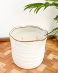 Large Cream Ribbed Garden Candle