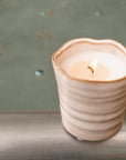 Cream Ribbed Garden Candle