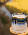 Blue ombré garden candle