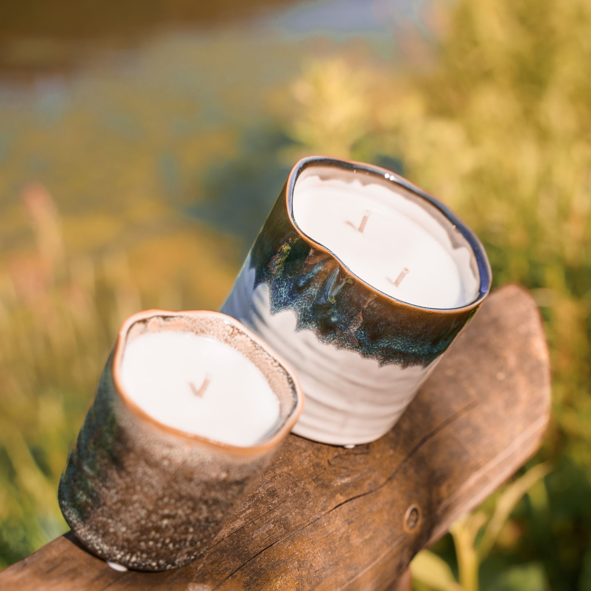 Large Green Ombré Garden Candle