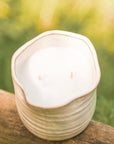 Large Cream Ribbed Garden Candle